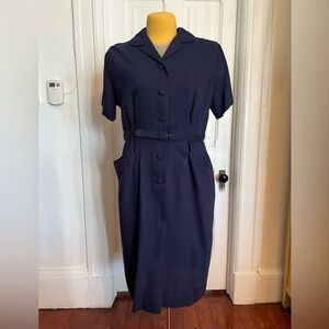 Vintage Navy Blue Women's Dress